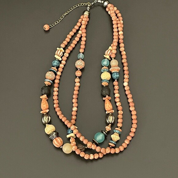 Multicolor Beaded Silver-tone Gold-tone Women's Fashion Multi Strands Necklace - Picture 3 of 6